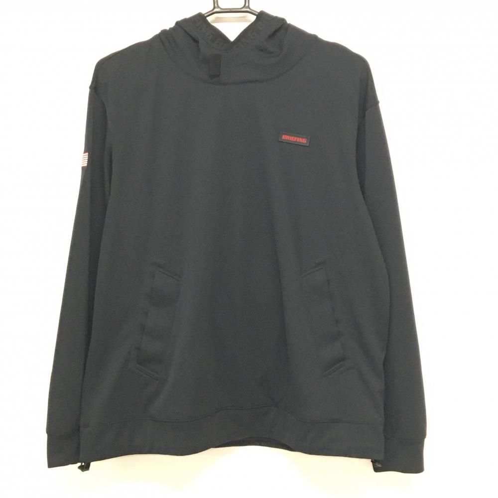 ブリーフィング フード付き長袖シャツ 黒 レッド 胸ロゴ フード縁ゴムロゴ メンズ M ゴルフウェア 2025年モデル BRIEFING