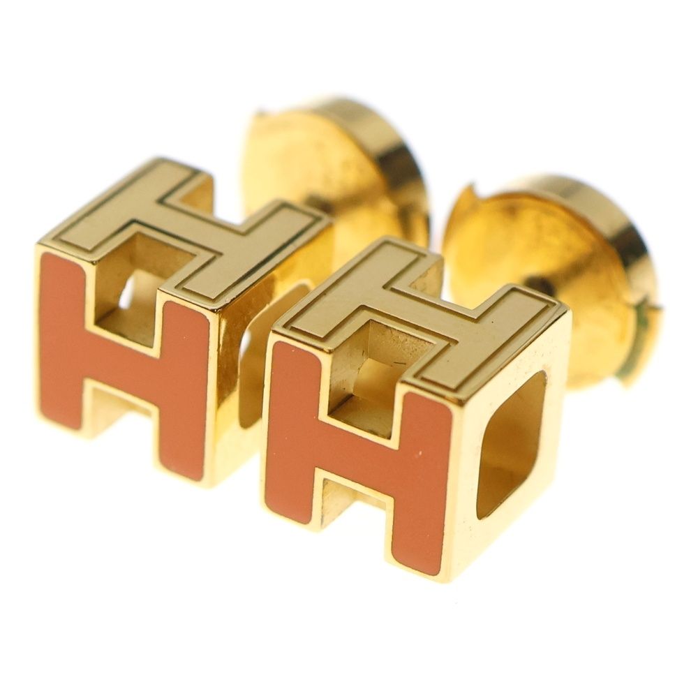 HERMES (エルメス) Hキューブ ピアス オレンジ ゴールド GP - メルカリ