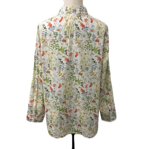 シンプルライフ SIMPLE LIFE シャツ ブラウス スタンダード 総柄 花柄 マルチカラー 長袖 15 ベージュ 緑 グリーン