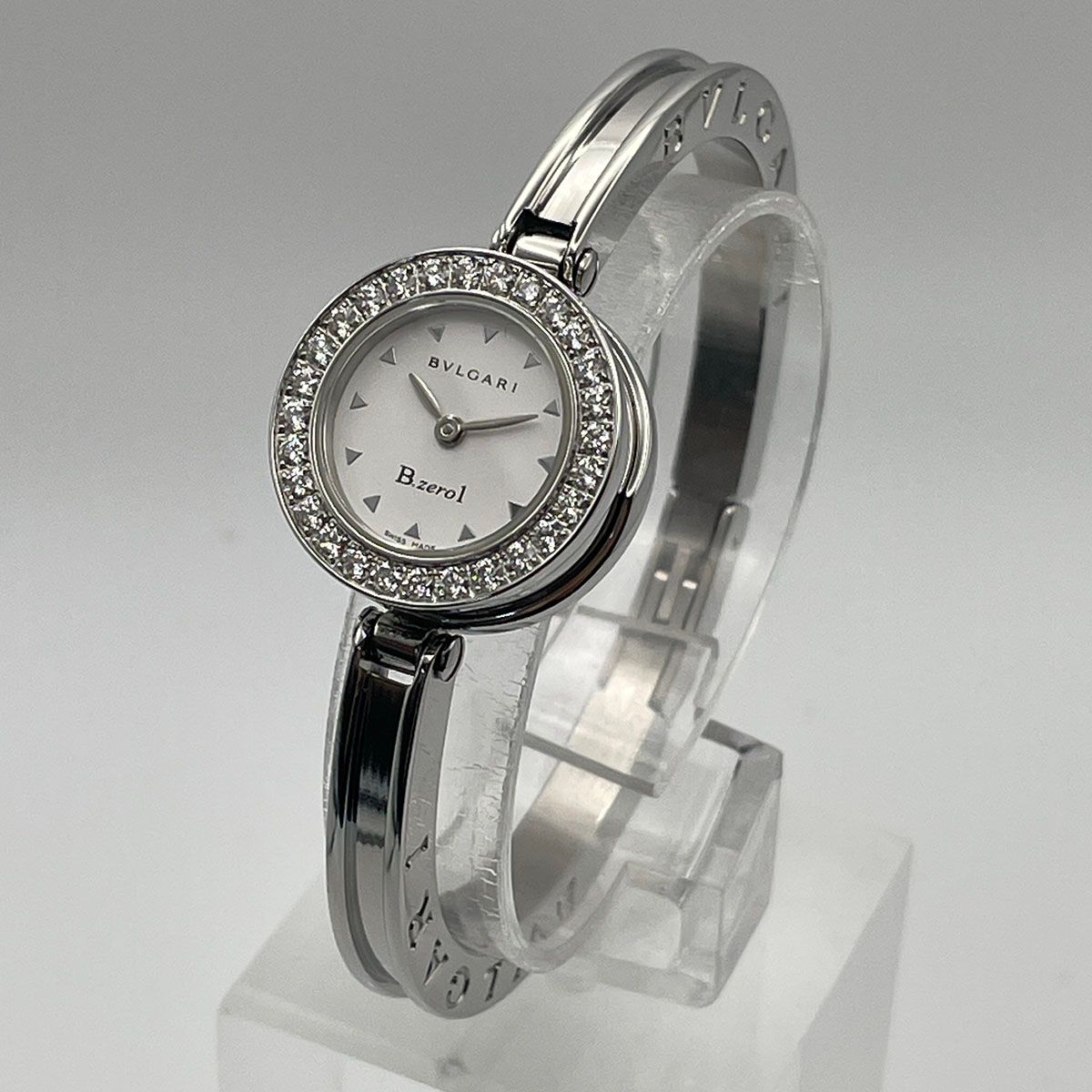 BVLGARI ブルガリ B-ZERO1 バングルウォッチ ダイヤベゼル ホワイト