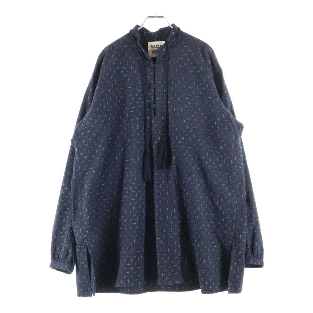 s yte サイト KUON クオン 3 B 十字刺し子デザイン 長袖シャツ ブラック UM 20 035