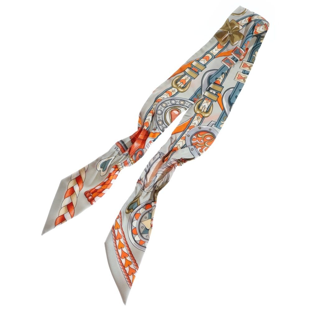 HERMES エルメス ツイリー LES VOITURES レヴォアチュール 馬車の変遷 シルクスカーフ オレンジ マルチカラー