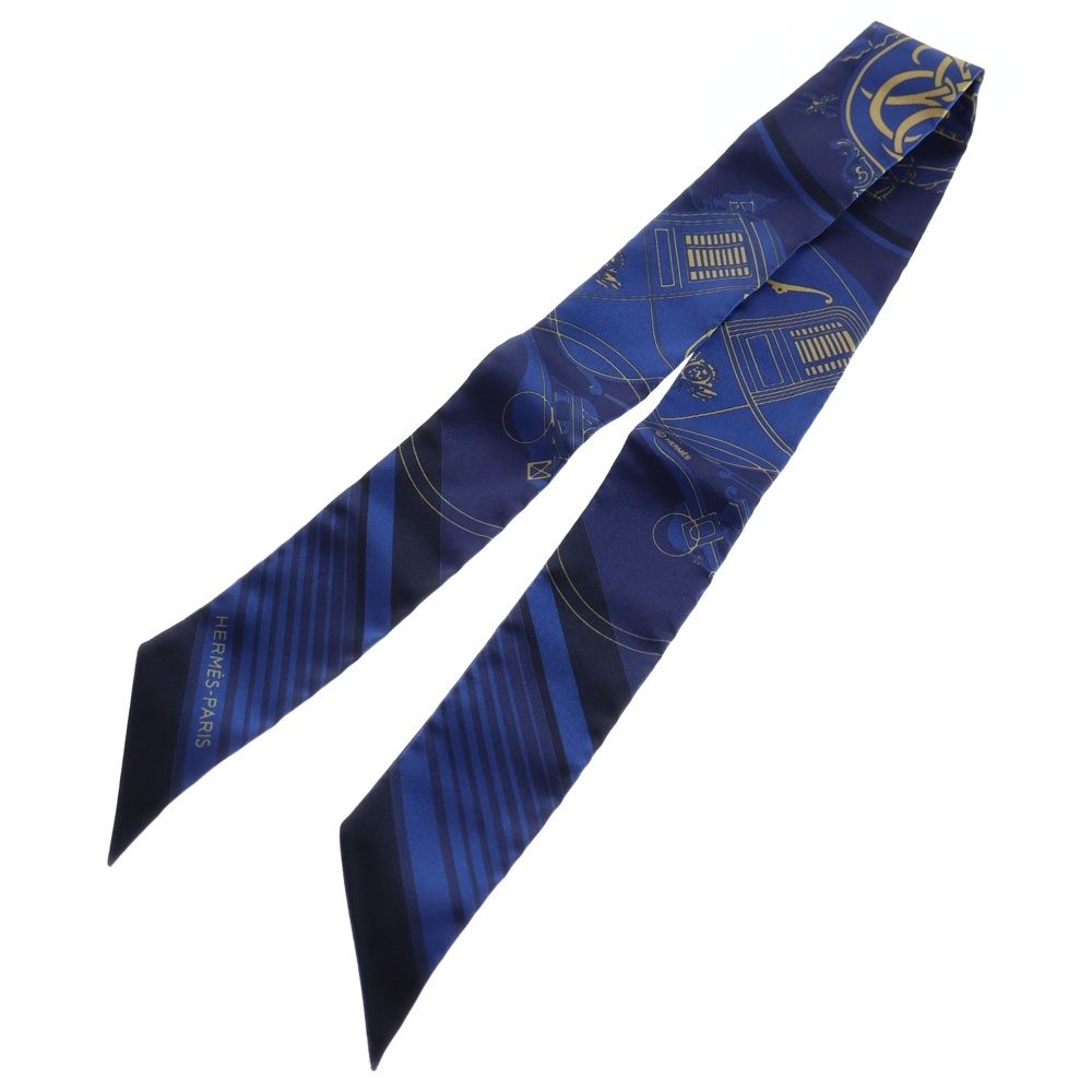 HERMES (エルメス) ツイリー エクスリブリス シルクスカーフ ブルー