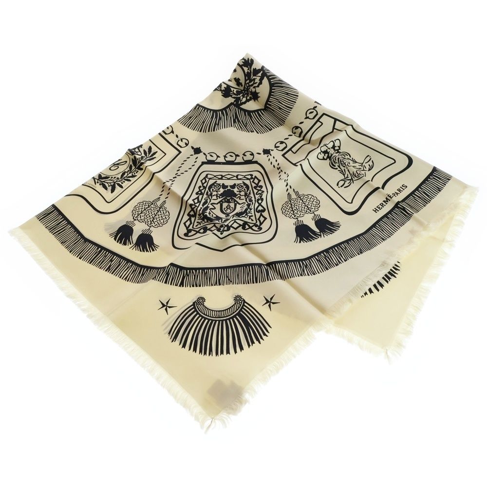 HERMES (エルメス) カレ80 サーベル飾袋 フリンジ シルクスカーフ