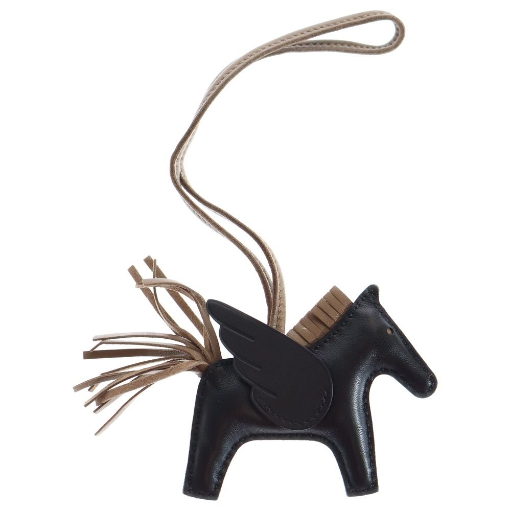 HERMES エルメス ロデオチャーム ペガサスPM バッグチャーム ブラック エトゥープ アニョーミロ W刻印