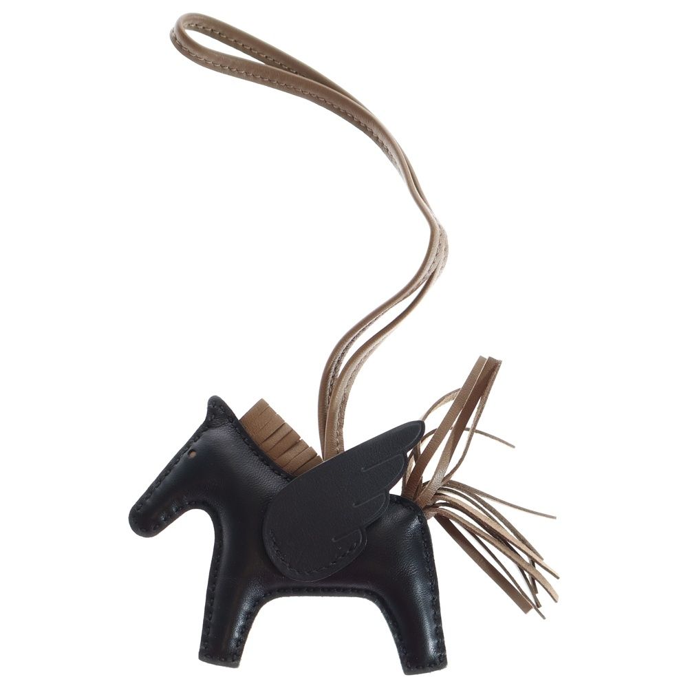 HERMES エルメス ロデオチャーム ペガサスPM バッグチャーム ブラック エトゥープ アニョーミロ W刻印