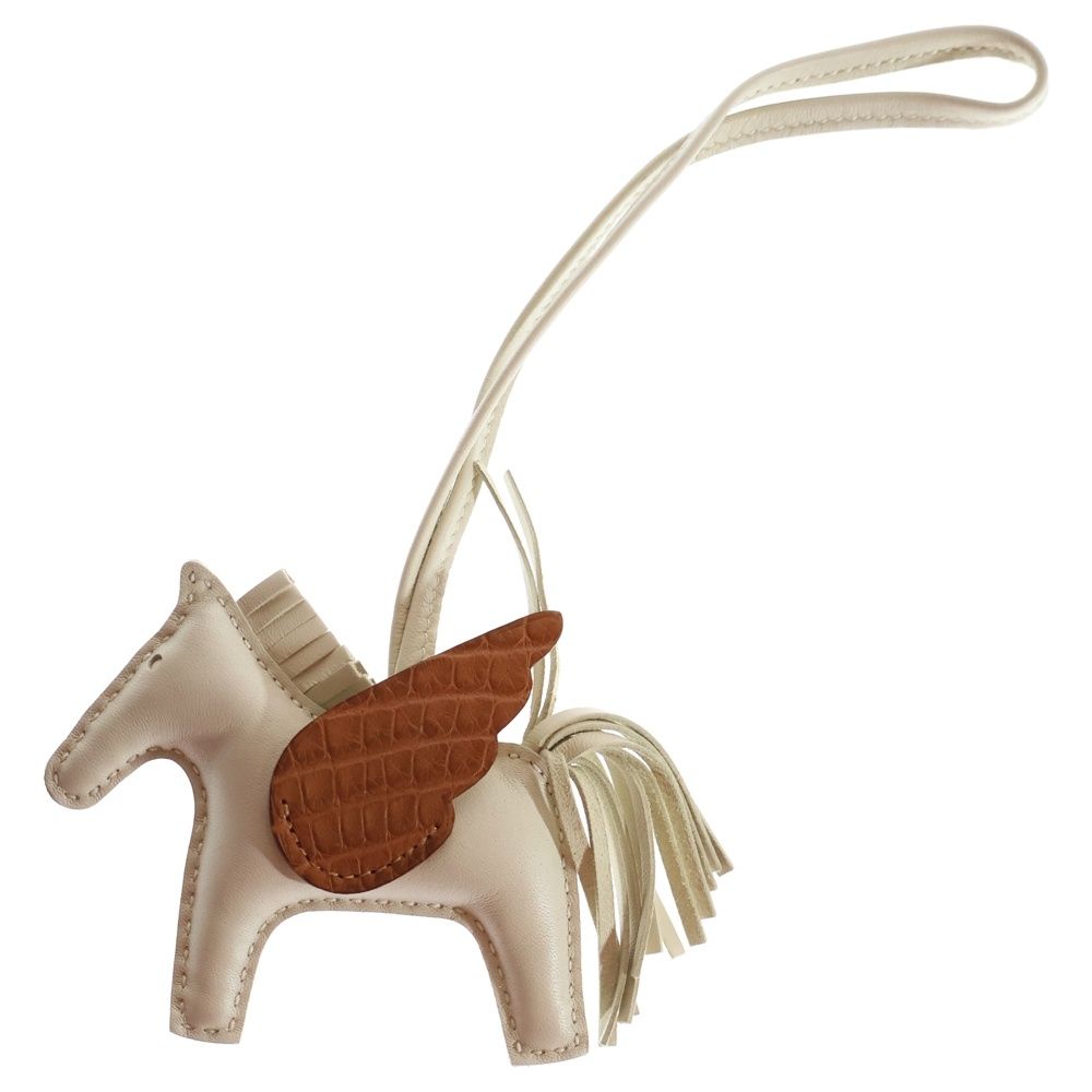 HERMES エルメス ロデオチャーム ペガサスPM バッグチャーム タッチ アニョーミロ アリゲーターマット クレ クラフト ベージュ ブラウン U刻印