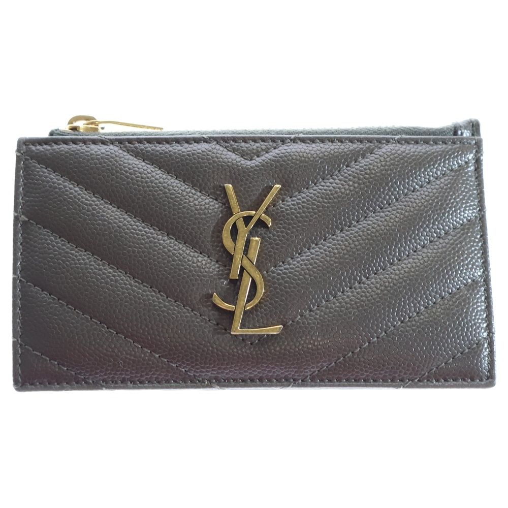 SAINT LAURENT PARIS サンローランパリ YSLロゴ レザー カードケース コインケース ブラウン 607915