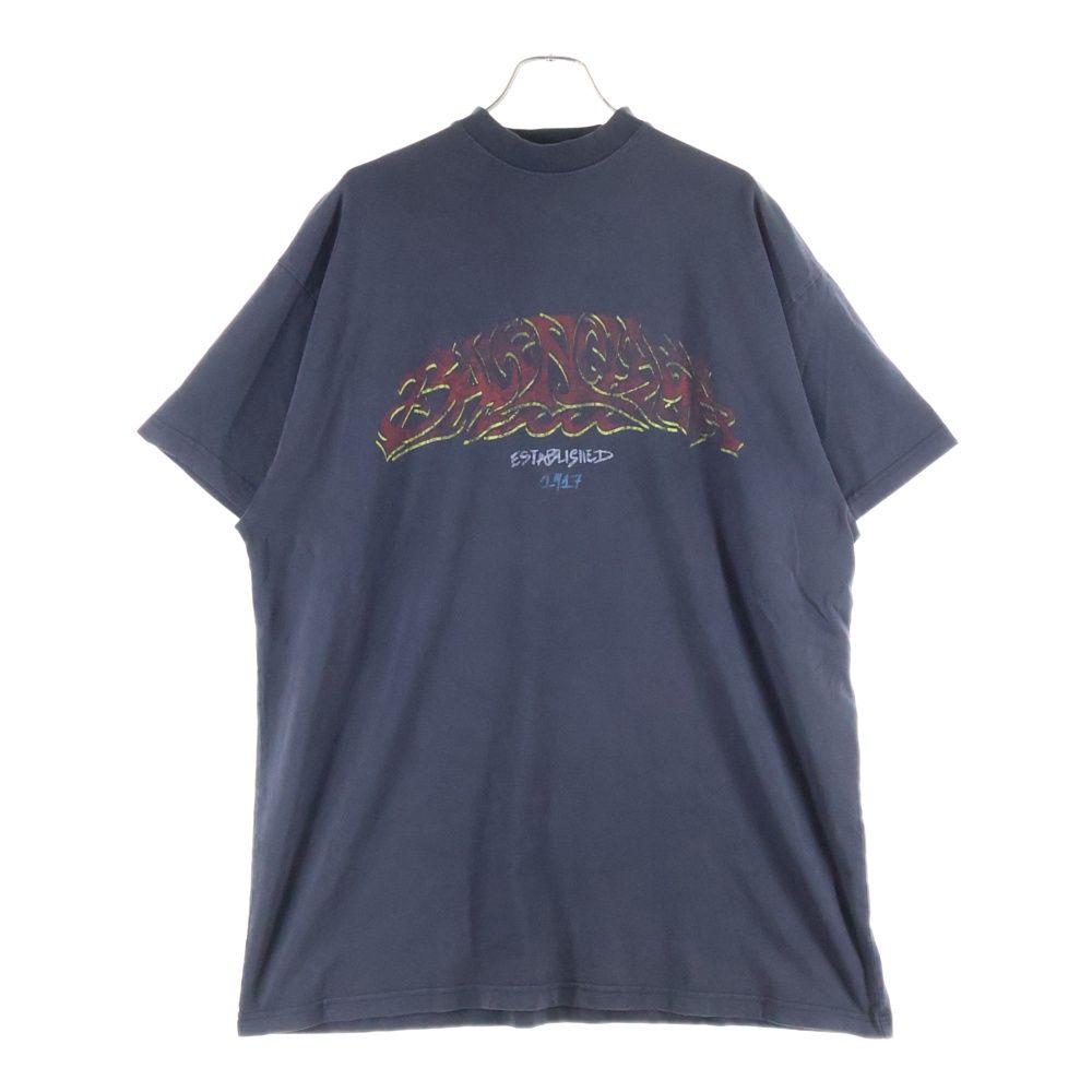 バレンシアガ サイズ:1  739028 T0VN2 スケーター クラッシュダスト加工ワッペンTシャツ 中古 SB01 BALENCIAGA (バレンシアガ) 23SS クラッシュダスト加工 ワッペンT