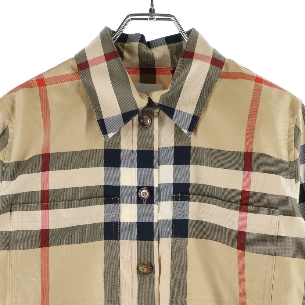 長袖チェックシャツ ブラウン