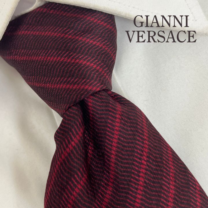 希少✨GIANNI VERSACE 良品✨GIANNI VERSACE ネクタイ ワインレッド