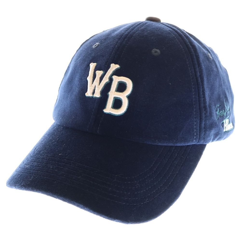 Wales Bonner ウェールズ ボナー フロント刺繍ロゴ ベルベット キャップ ネイビー