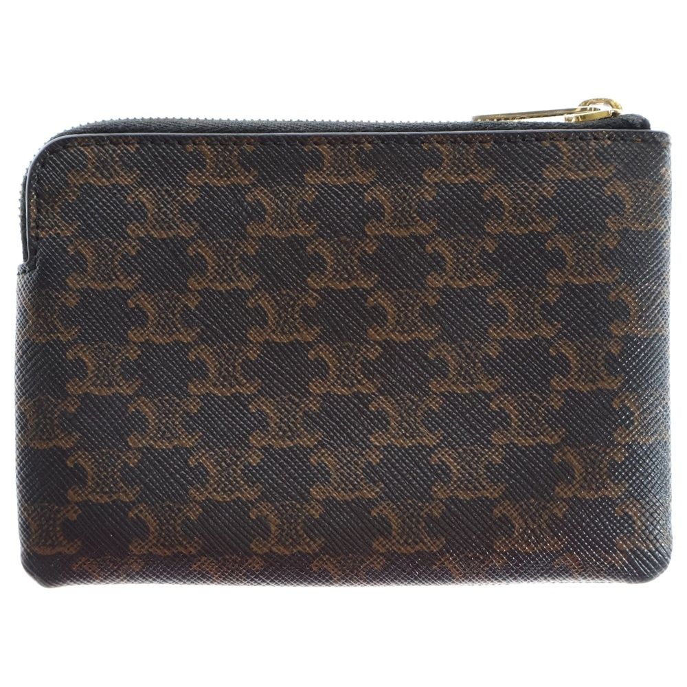 鑑定済・美品★セリーヌ　トリオンフ　ロゴ　ケース　小銭入れ　PVC 極美品◇セリーヌ ロゴ トリオンフ PVC×レザー コインケース ユニ