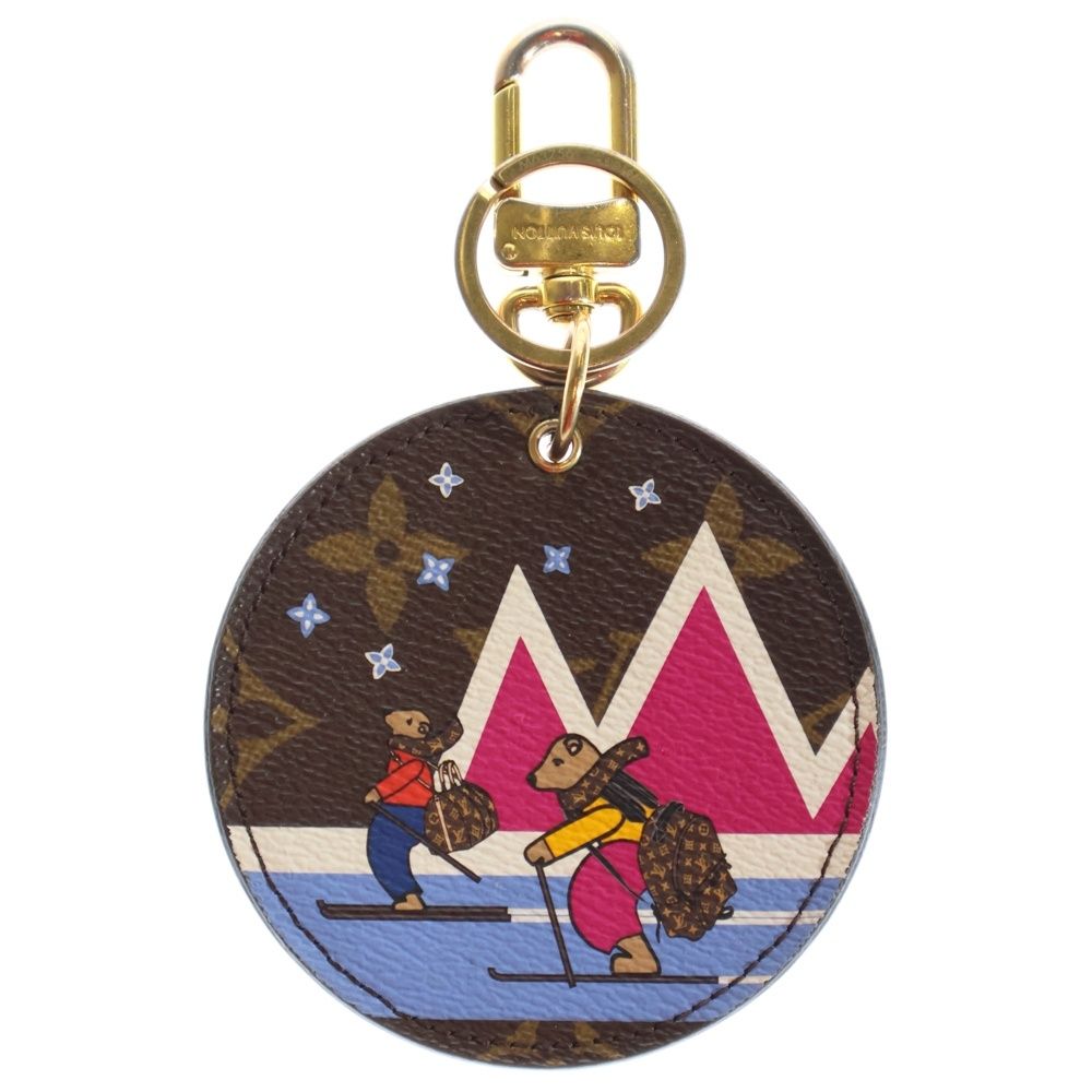 LOUIS VUITTON ルイヴィトン モノグラム ポルトクレ クリスマ スキーベア キーホルダー バッグチャーム ブラウン PVC M 63756 ゴールド金具