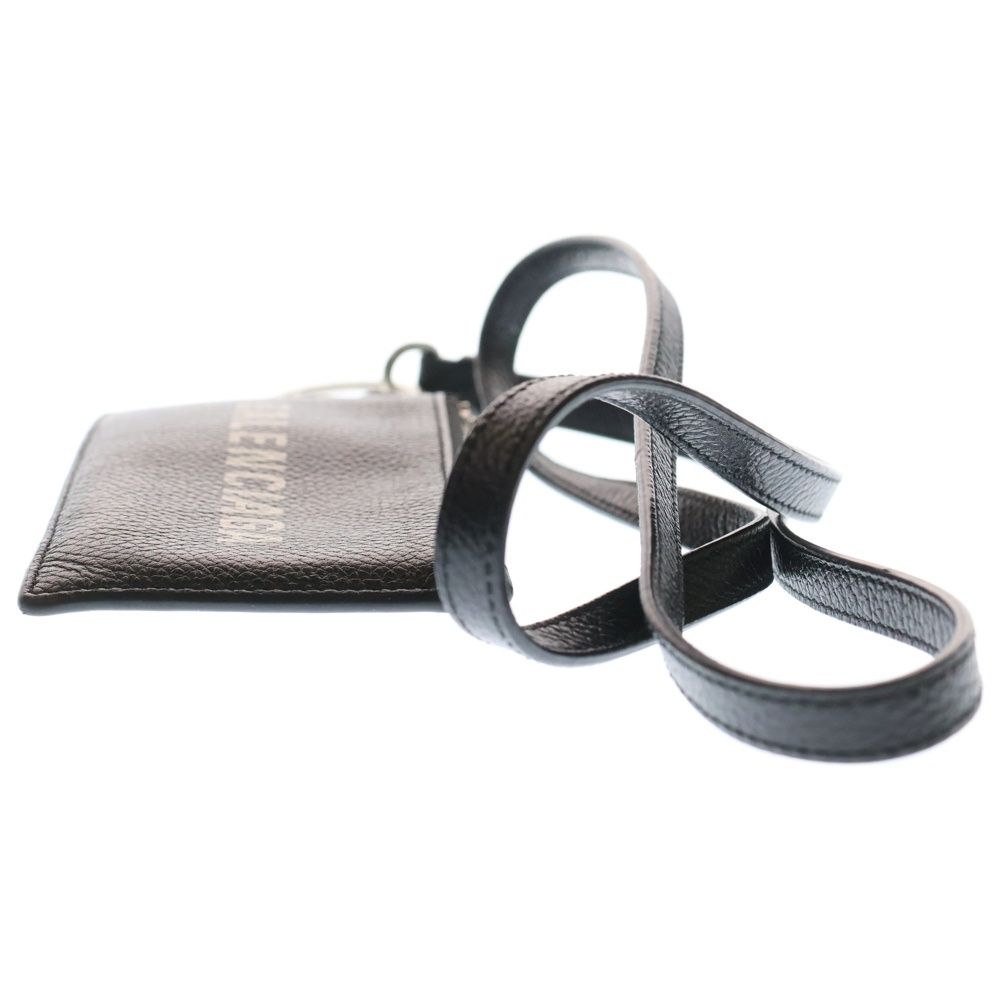  バレンシアガ カードケース キーリング バッグチャーム 小物入れ ブラック レザー 594548 シルバー金具 名刺入れ 小物