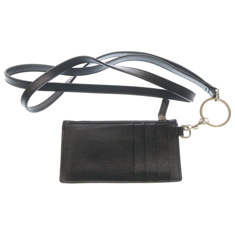 バレンシアガ カードケース キーリング バッグチャーム 小物入れ ブラック レザー 594548 シルバー金具