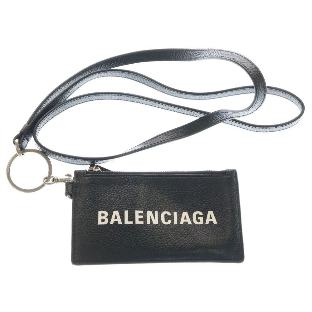 バレンシアガ カードケース キーリング バッグチャーム 小物入れ ブラック レザー 594548 シルバー金具