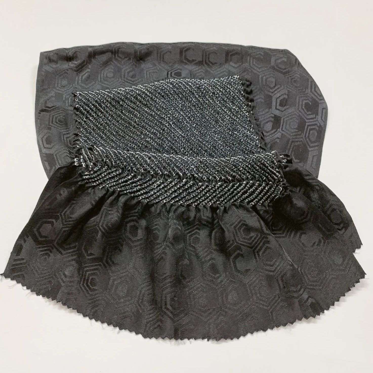 6520 帯締め 帯揚げ セット 亀甲地紋 絞り 正絹 着物 帯絞め 黒