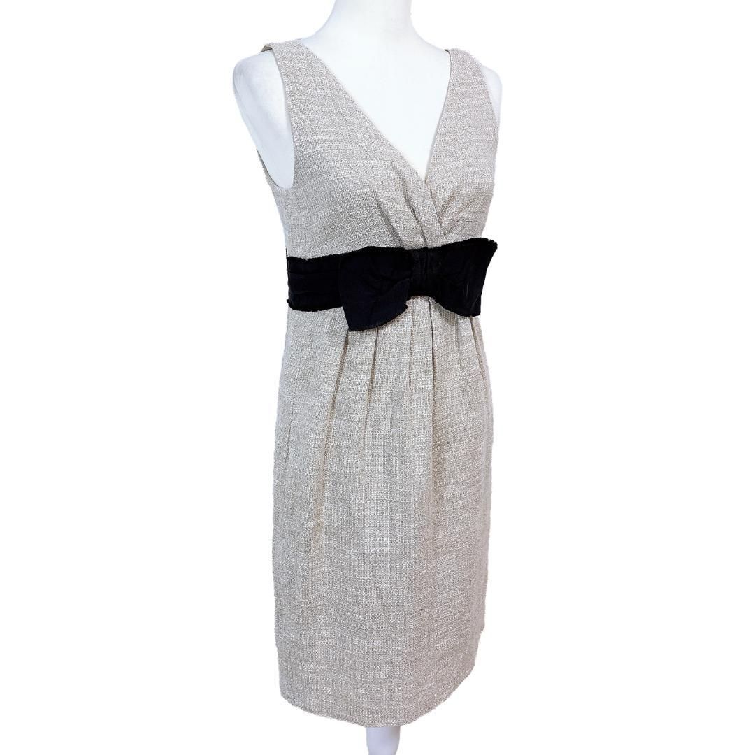 モスキーノ Vネックノースリーブワンピース I 44 ライトベージュ