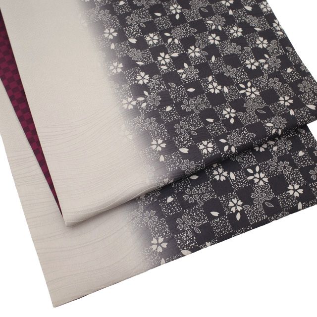 中古】 すごい値！ 袋帯 リサイクル 全通 正絹 染め帯 淡黒 グレージュ