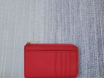 Fossil フォッシル Jori レザー ジップ カードケース レッド FO 303