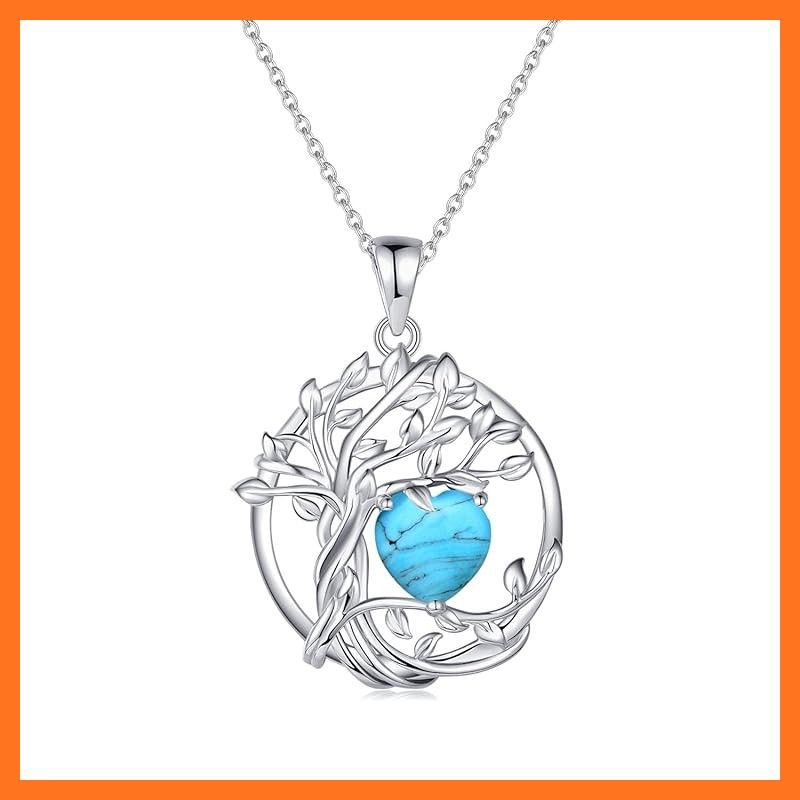 AGVANA ネックレス レディース ターコイズ 誕生石 生命の樹 モチーフ プラチナメッキ シルバー 925 魔除け お守り ジュエリー アクセサリー プレゼント ラッピング用品付き