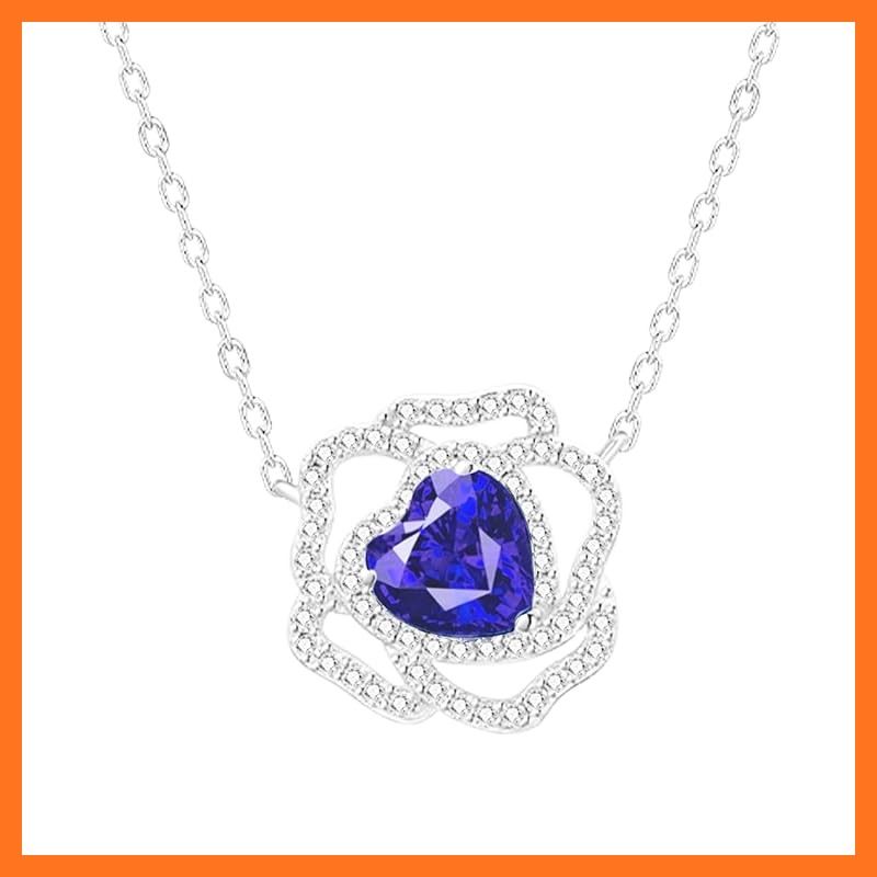 KIMIEVOL ネックレス レディース タンザナイト の恋 誕生石 薔薇 モチーフ プラチナメッキ シルバー ジュエリー アクセサリー プレゼント ギフトラッピング付き