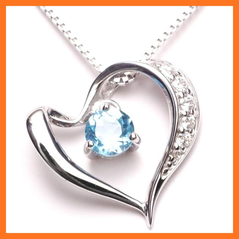 A UN jewelry 誕生石 ハートネックレス レディース スイスブルートパーズ ネックレス プレゼント ブランド ニッケルフリー ペンダント 女性