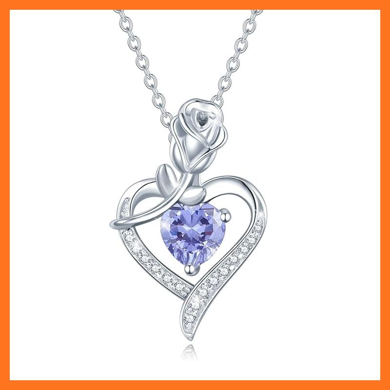 FANCIME ネックレス レディース Blossom Heart ハート タンザナイト 誕生石 オープンハート ローズ ジルコニア 純銀製 彼女 ホワイトディー プレゼント