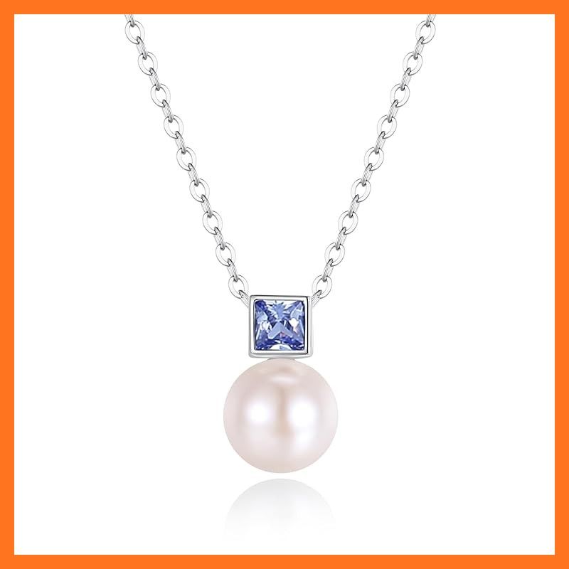 FANCIME 本真珠 ネックレス レディース 天然 淡水真珠 7 5 mm 1粒 タンザナイト 誕生石 エメラルドカード パール キューブ シルバー S 925 お守り石 プレゼント ギフト ご褒美 ラッピング付き