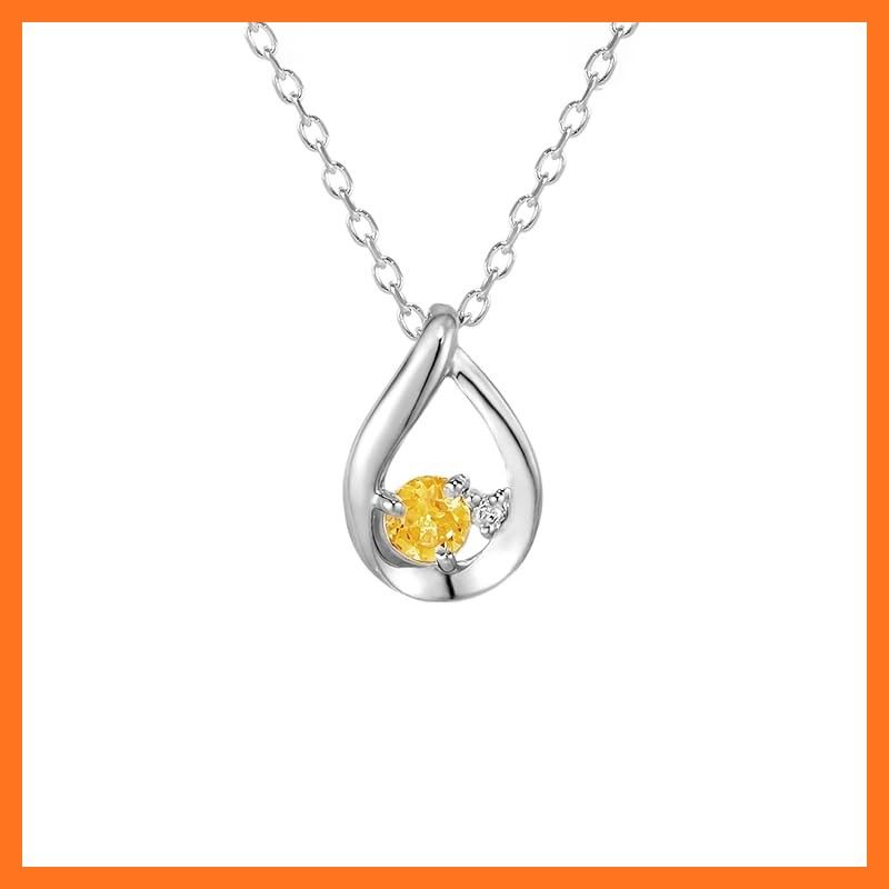 4℃ ヨンドシー 誕生石 エターナル シルバー ネックレス ジュエリーケース付き しずく シトリン 華やか 記念日 プレゼント レディース