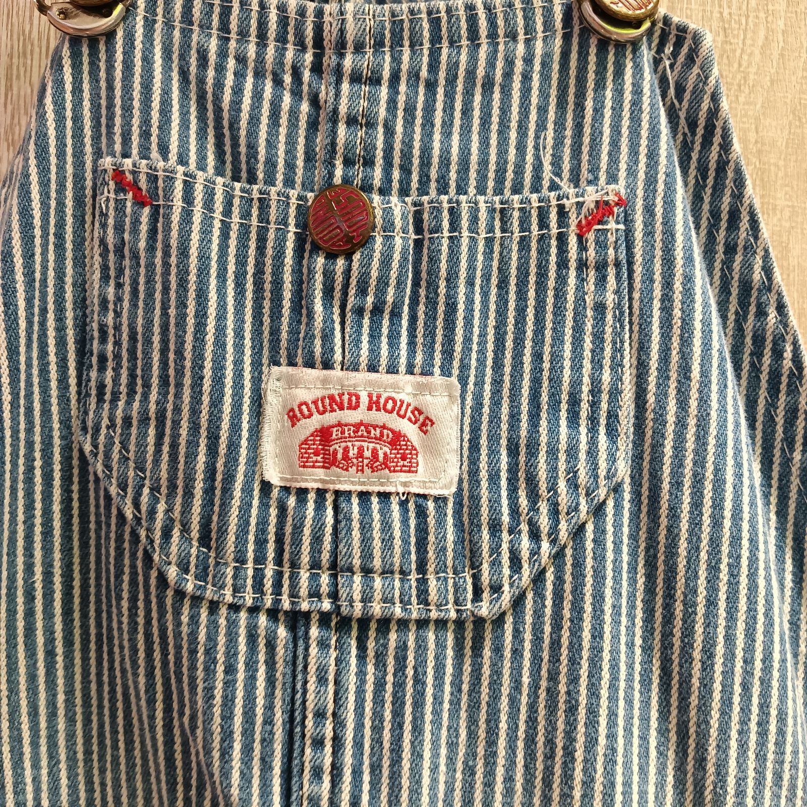 ROUND HOUSE ヒッコリー ヴィンテージストライプ オーバーオール ROUND HOUSE ラウンドハウス #45 ヒッコリー ヴィンテージストライプ