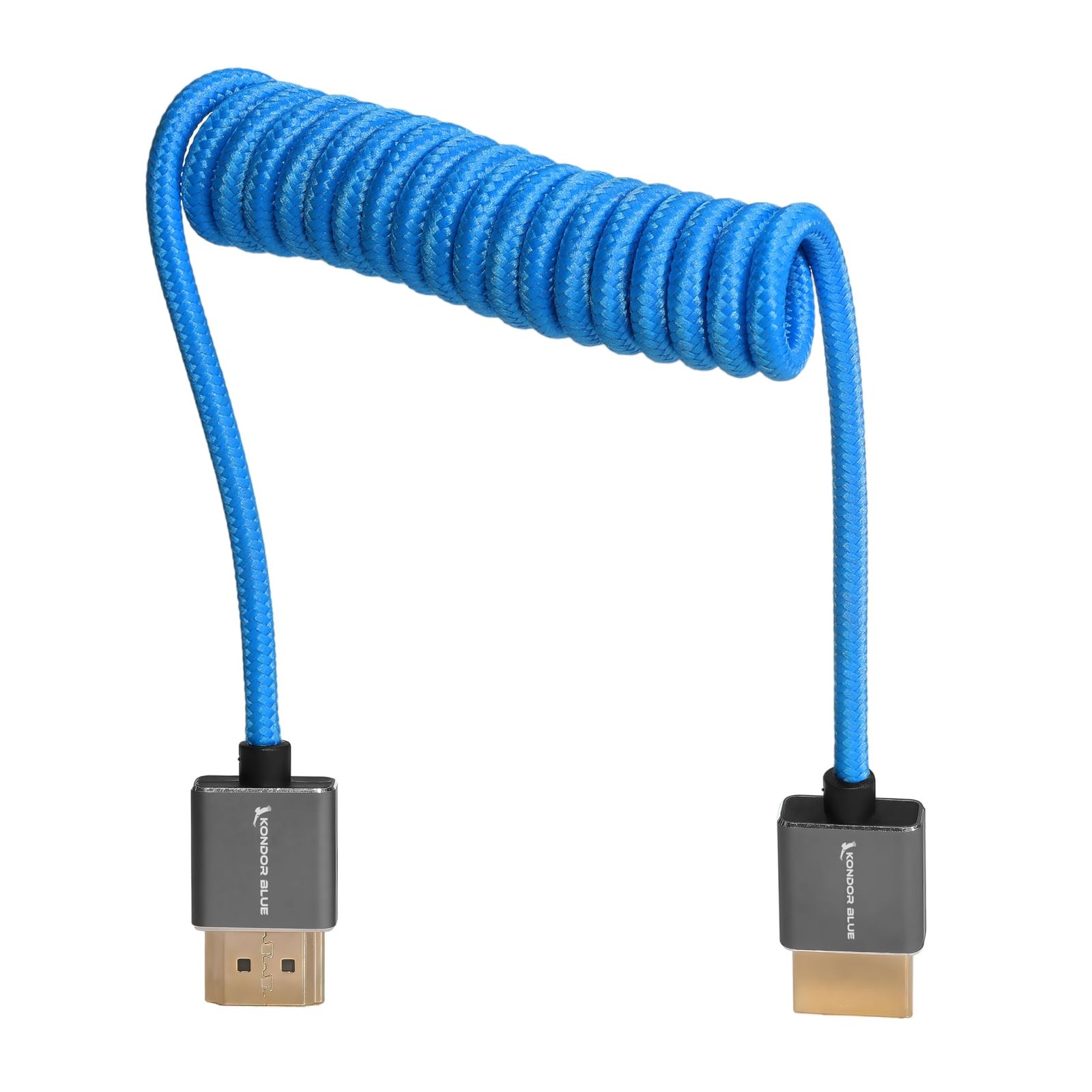 KONDOR BLUE 4K フルHDMI 薄型コイル編組ケーブル オンカメラモニター、キャプチャカードなど用 