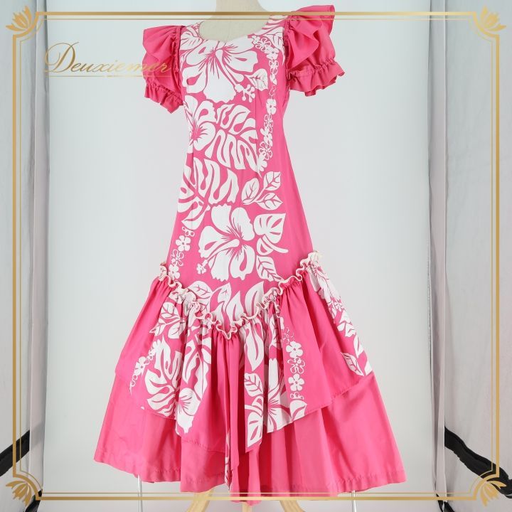 フラダンス 衣装 ワンピース ドレス ファンシードレス ピンク系 FANCY