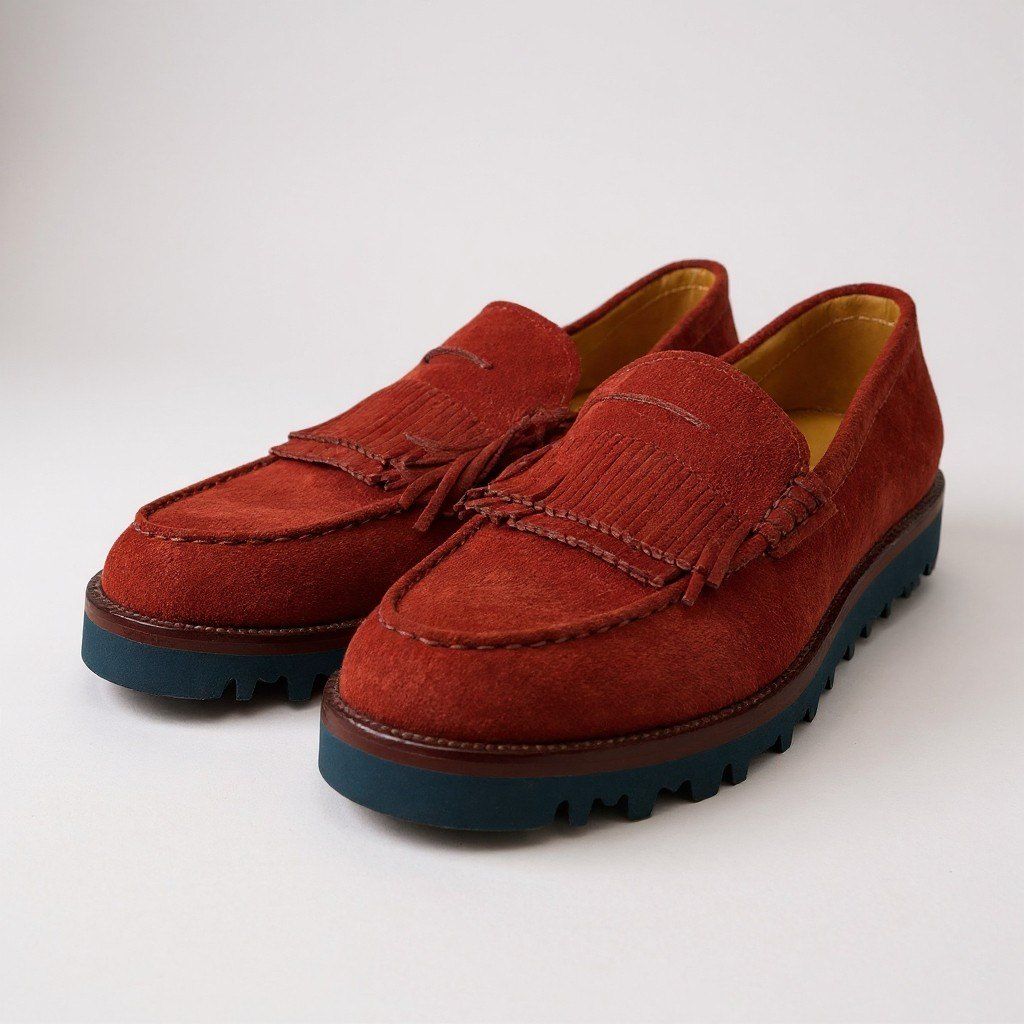 1 a 5 GIORGIO ARMANI ジョルジオアルマーニ ビジネスシューズ タッセル スエード フリンジ イタリア製 7 レッド メンズ 男性用k 02 i