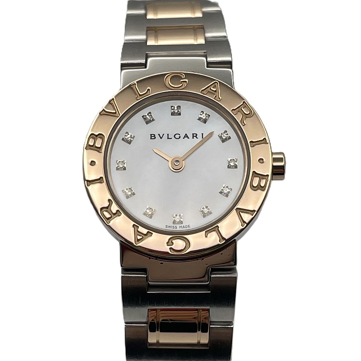 BVLGARI ブルガリ ブルガリブルガリ Ltd PG SS 23 mm 腕時計 JN ステンレススチール ホワイトシェル ピンクゴールド レディース