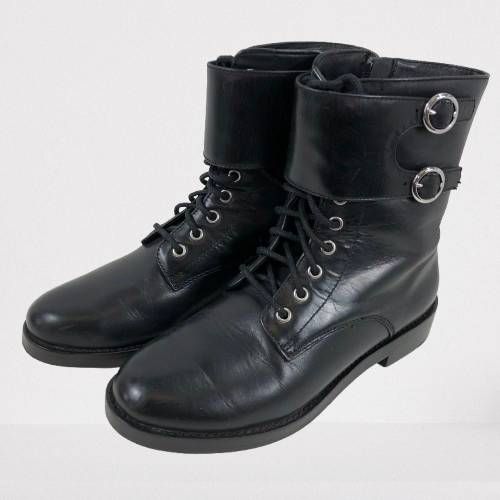 ポロラルフローレン サイドジップ レザーブーツ ブラック 22 5