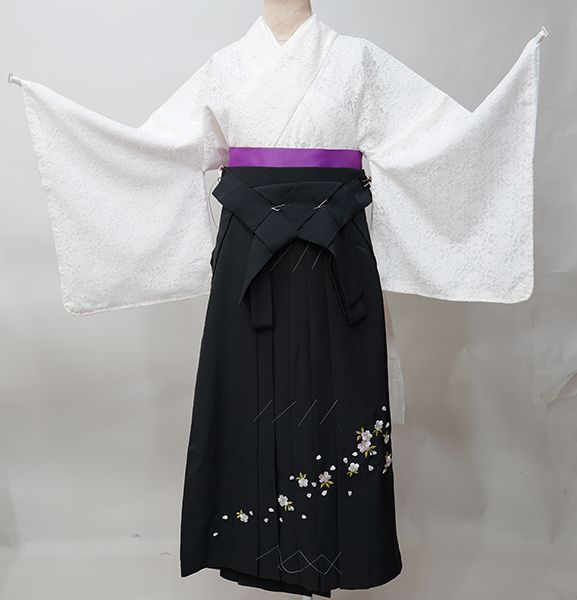 並袖 レース 着物 袴フルセット 総レース 白色 卒業式 袴変更 NO 42432 2