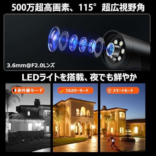 500万高画素 カラー暗視 防犯KEOYEE 防犯カメラセット POE有線接続 12インチ モニター付き poe監視カメラ 2台セット3 TB HDD内蔵 H.265 録音 録画 IP 66防水防塵 遠隔監視 AI人体検出 屋内|屋外 最大8台まで増設