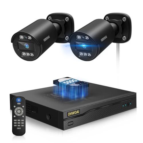 200万画素 122°超広角 OHWOAI HD AHD アナログ防犯カメラセット 122°広角 屋外対応 監視カメラ 録画機セット 防水 赤外線 遠隔監視対応 適格請求書発行可