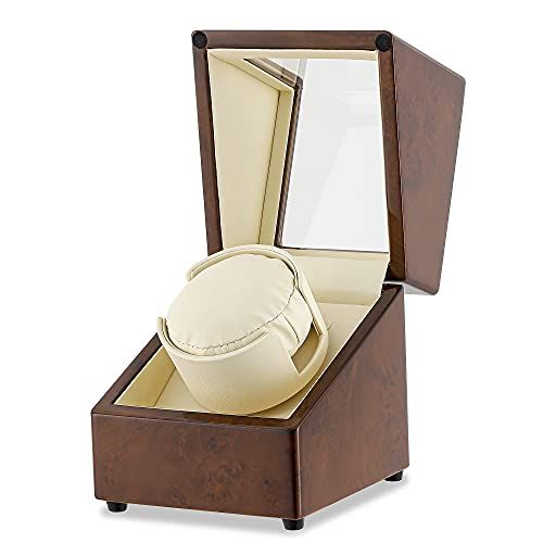 NEWTRY ワインディングマシーン ウォッチワインダー 木製 ピアノ塗装 自動機械式時計巻きウォッチボックス テーブルシェーカー 機械式時計巻き取りボックス 時計ケース 1本巻き上げ 小型