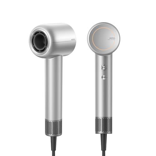 MOVA Shine 10 ヘアドライヤー シルバーグレー 速乾 110 000 RPM ブラシレスモーター 大風量 パワフル乾燥 高濃度プラズマヘアケア 2段階風量 低騒音 NTC温度センサー 軽量 コンパクト 静音ヘアドライヤー ノズル付属 メーカ