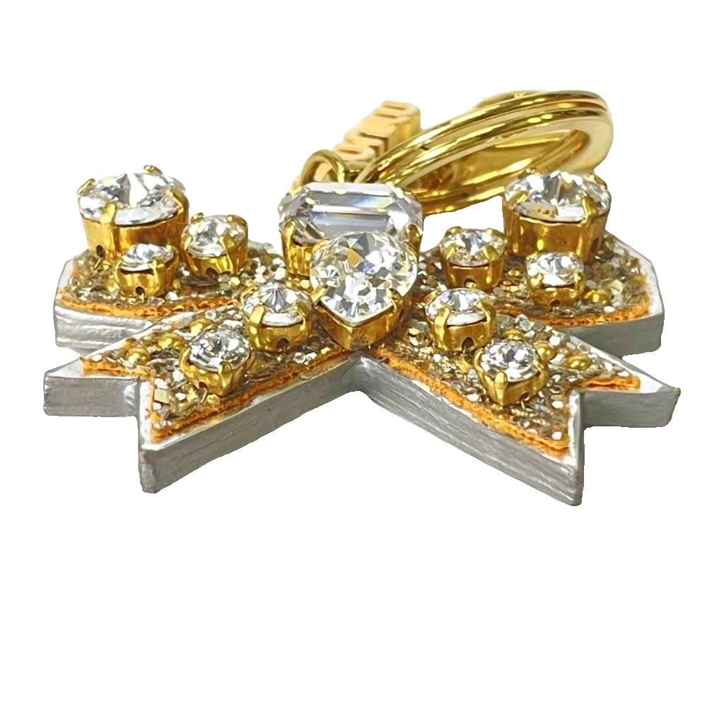 ミュウミュウ miumiu リボンビジューチャーム キーホルダー キー