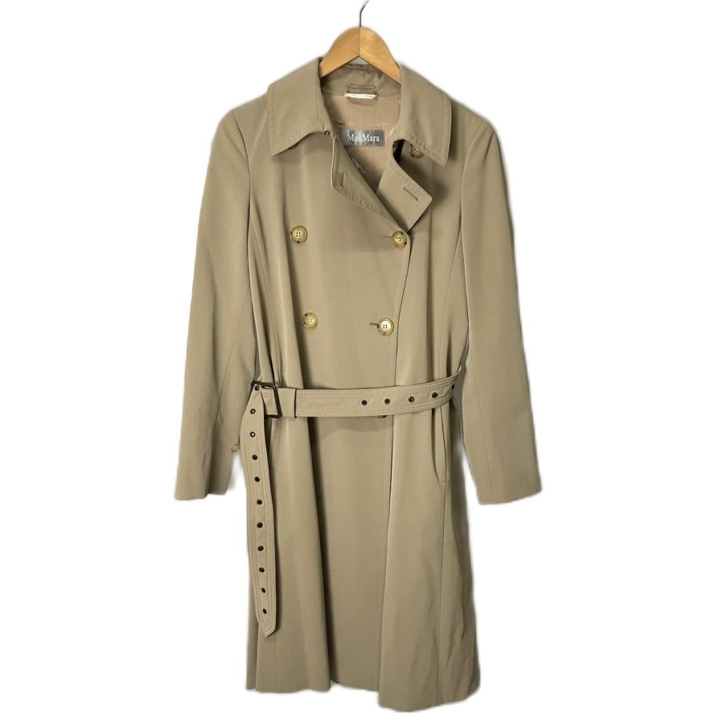 マックスマーラ MAX MARA トレンチコート ロング 銀タグ Aライン 38 ベージュ
