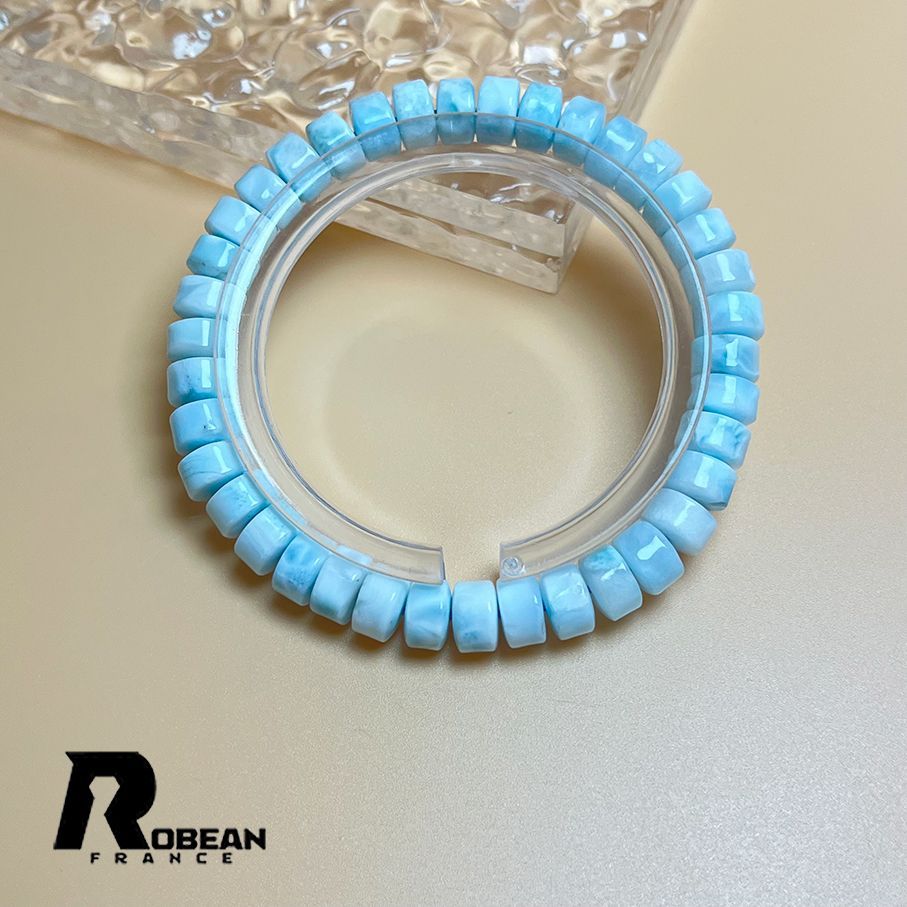 EU製 ROBEAN ドミニカ共和国産のラリマー パワーストーン ボタンブレス 天然石 開運 金運 プレゼント 7 9 5 1 mm