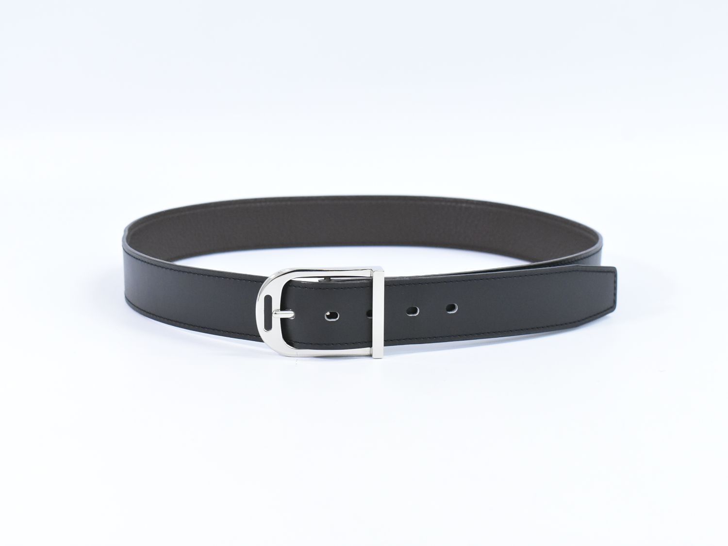 エルメス HERMES レザー ベルト ブラック シルバー金具 レディース 服飾小物