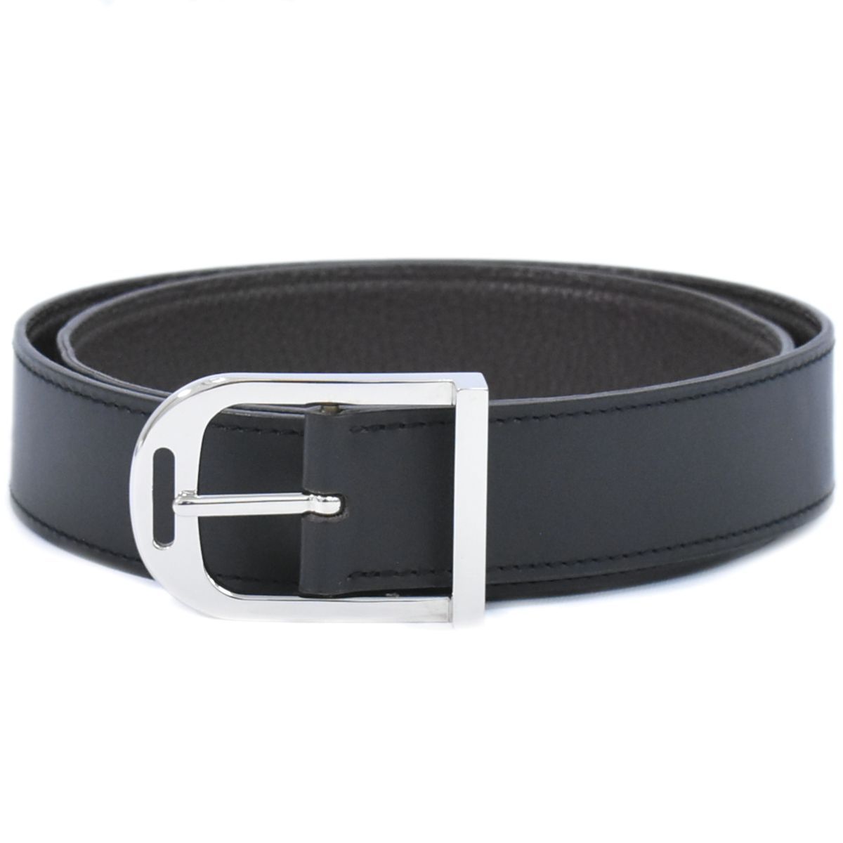 エルメス HERMES レザー ベルト ブラック シルバー金具 レディース 服飾小物