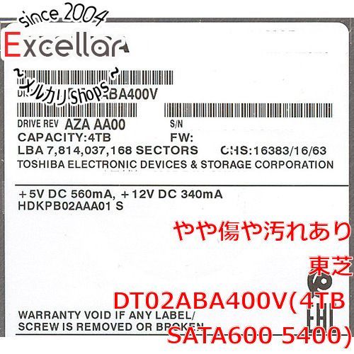bn 0 TOSHIBA製HDD 4 TB SATA 600 5400 100～200時間以内