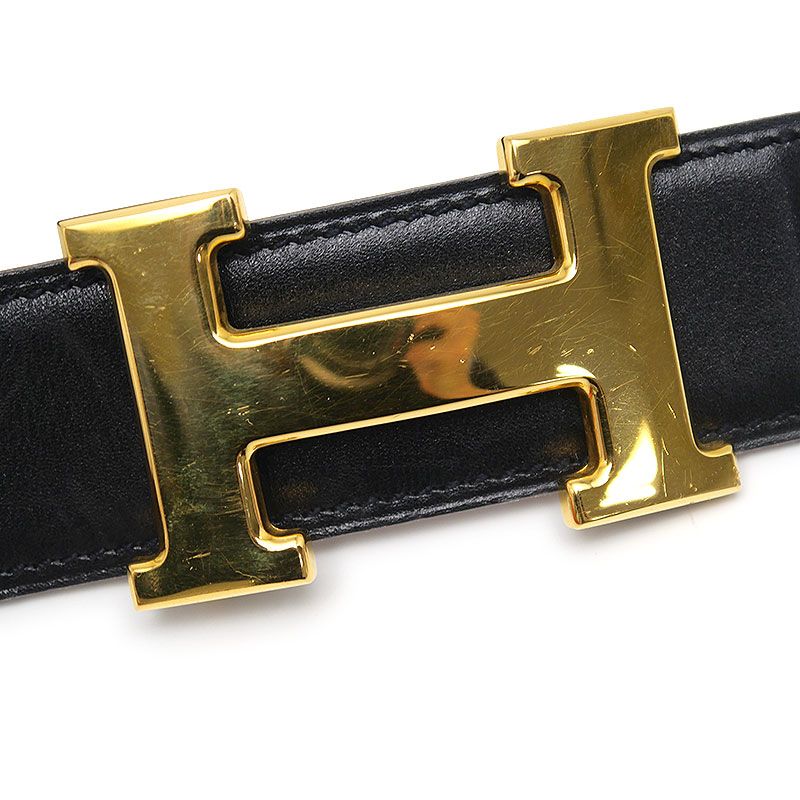 エルメス HERMES Hベルト 70 ブラック×ゴールド □B・1988年 - メルカリ