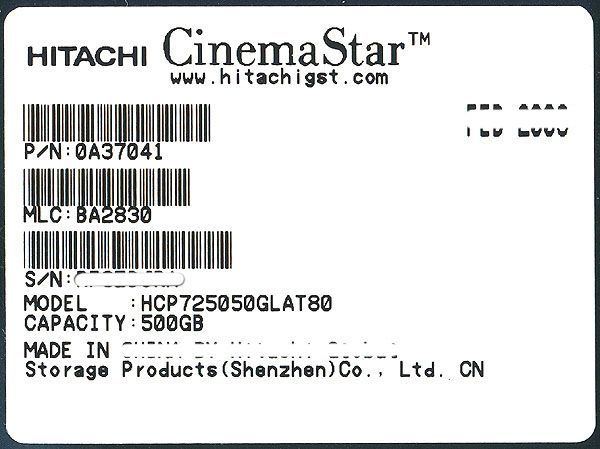 bn 13 HITACHI製HDD 500 GB PATA 133 7200